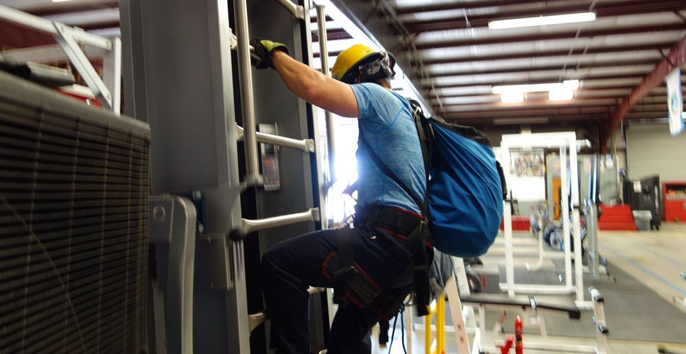 Firefighter training on Treadwall climbing wall, Laddermill, Ladder climber, Vertical fitness